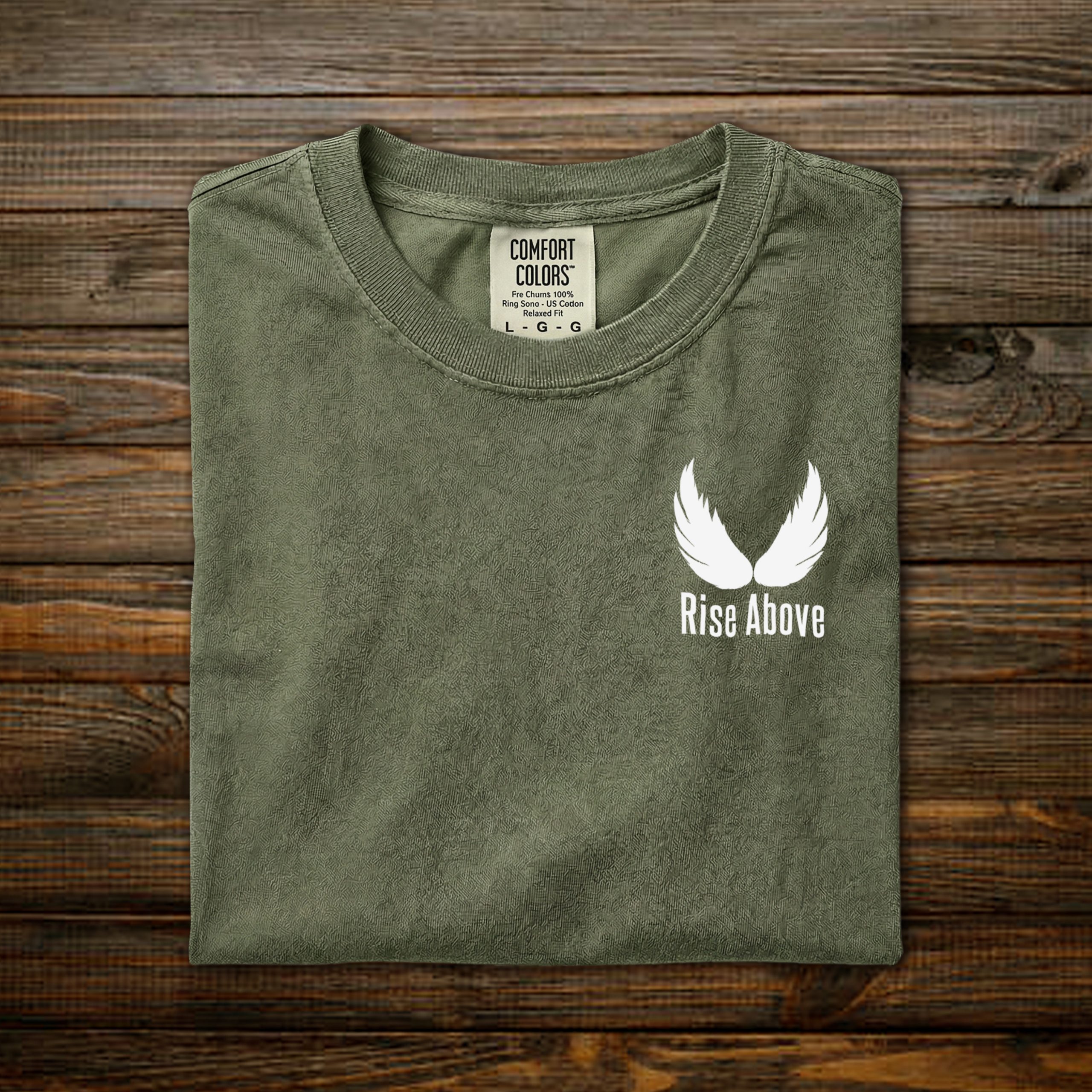 Rise Above – Chest: Moss - White Print