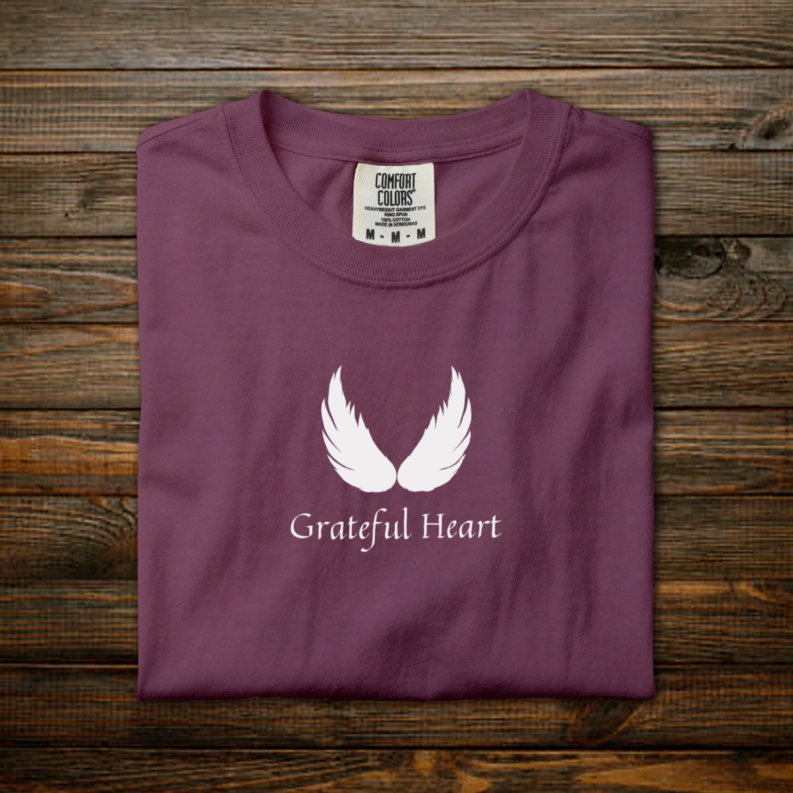 Grateful Heart Tee - Berry: White Print