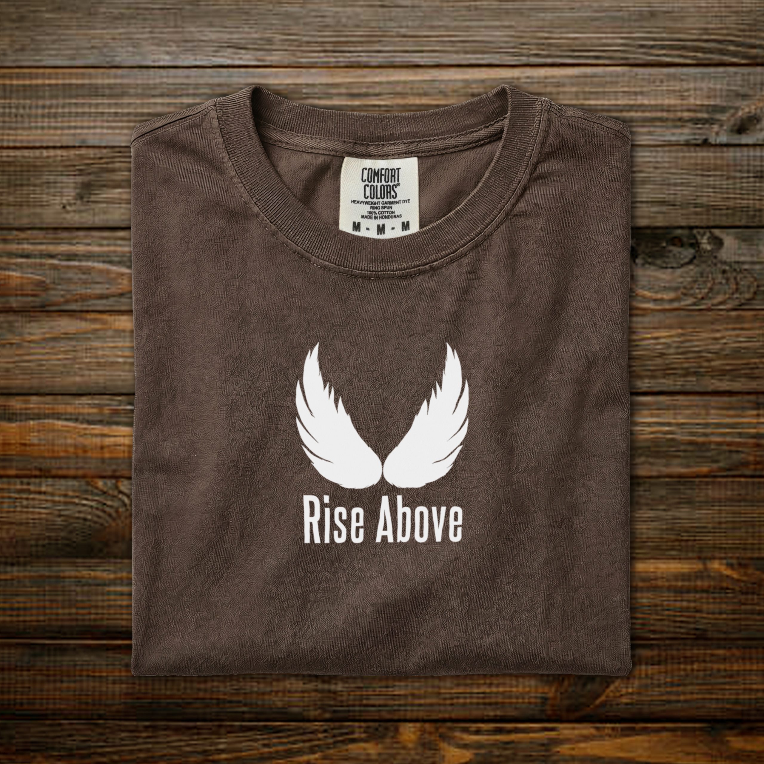 Rise Above Tee - Espresso: White Print