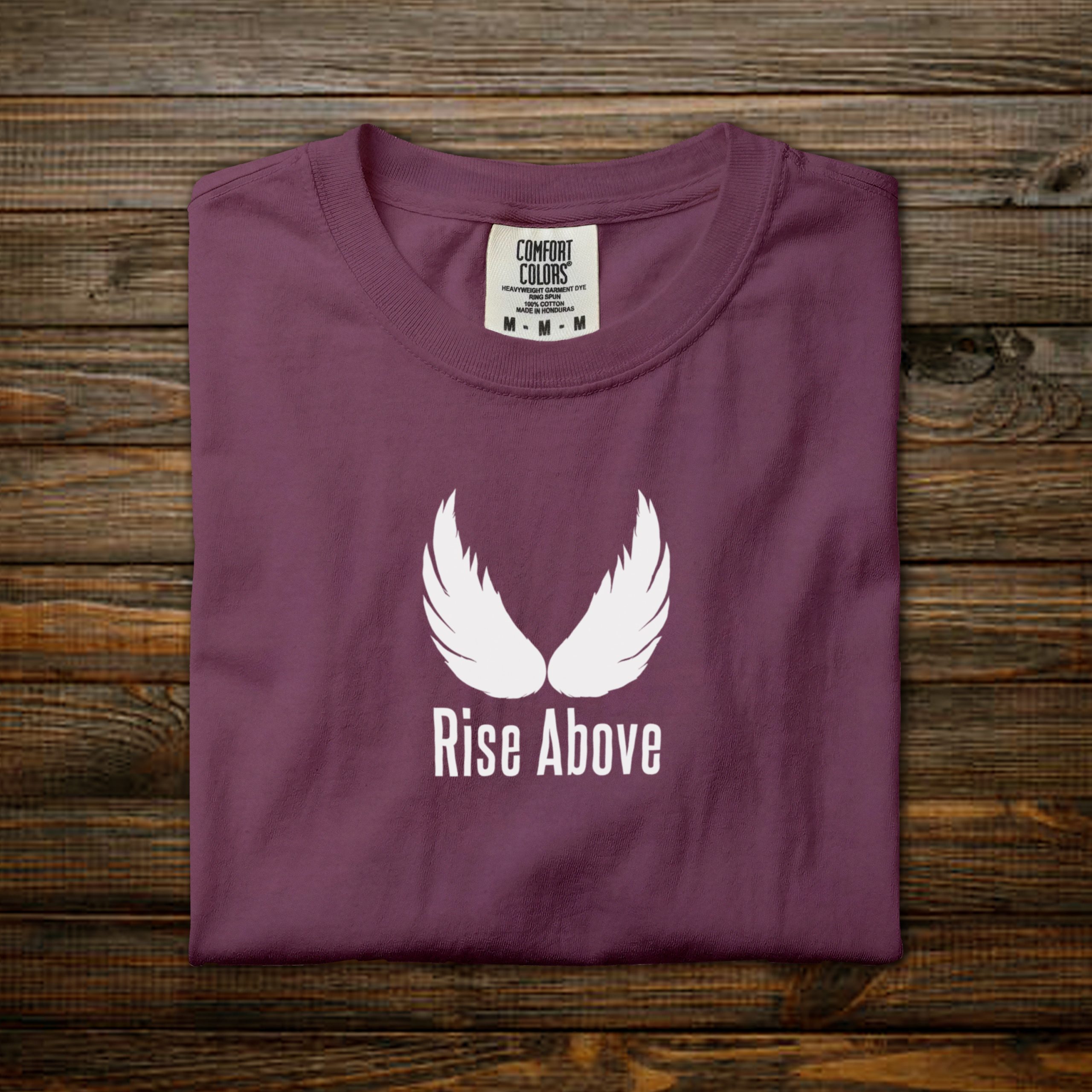 Rise Above Tee - Berry: White Print